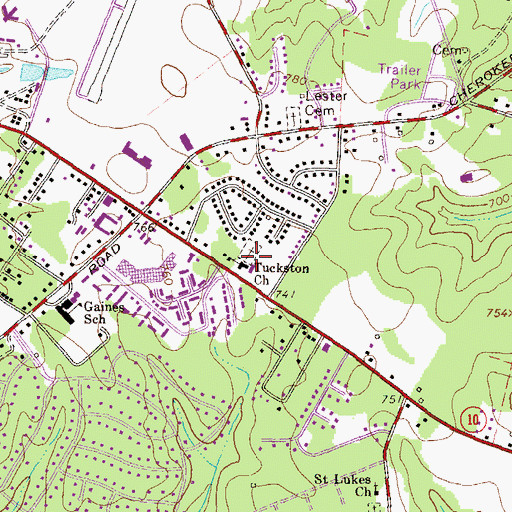 Topographic Map of Tuckston Church, GA