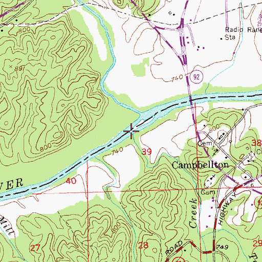 Topographic Map of Tuggle Creek, GA