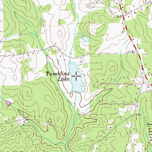 Topographic Map of Tumblins Lake, GA