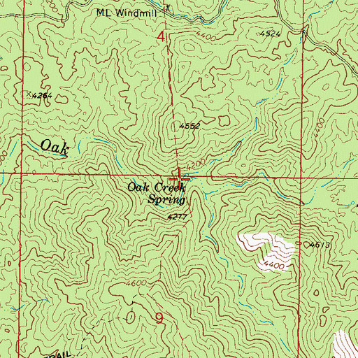 Topographic Map of Oak Creek Spring, AZ