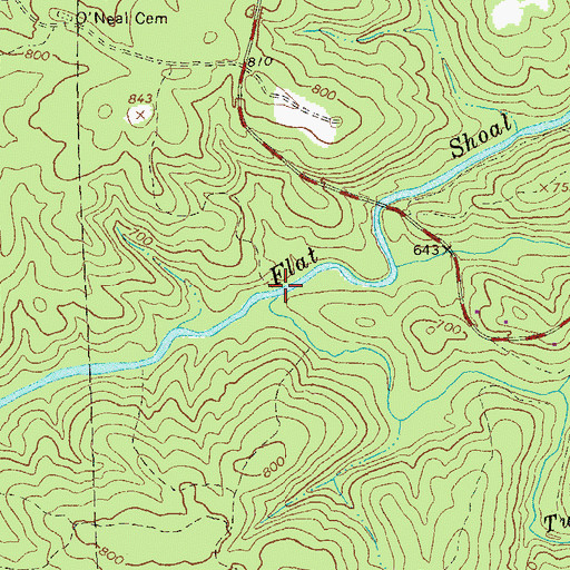 Topographic Map of Turkey Creek, GA