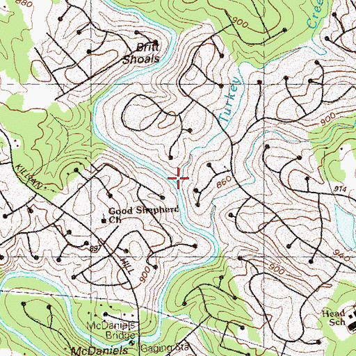 Topographic Map of Turkey Creek, GA