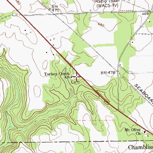 Topographic Map of Turkey Creek Church, GA