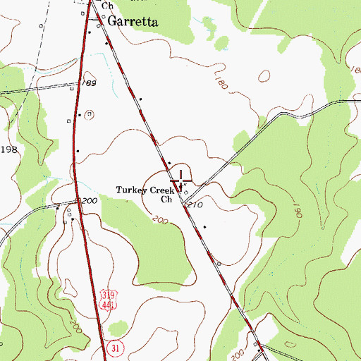 Topographic Map of Turkey Creek Church, GA