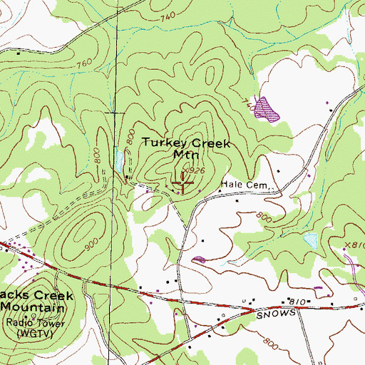 Topographic Map of Turkey Creek Mountain, GA