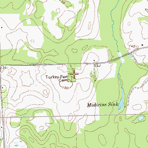 Topographic Map of Turkey Pen Cemetery, GA