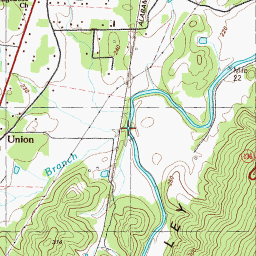 Topographic Map of Turner Branch, GA