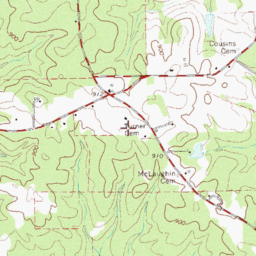 Topographic Map of Turner Cemetery, GA