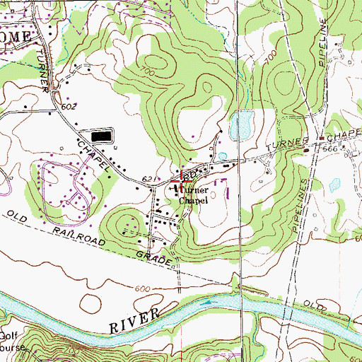 Topographic Map of Turner Chapel, GA