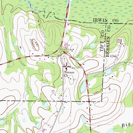 Topographic Map of Turner Church, GA
