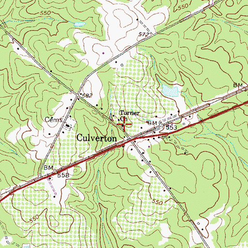 Topographic Map of Turner Church, GA