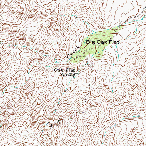 Topographic Map of Oak Flat Spring, AZ