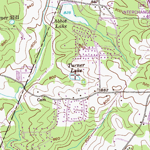 Topographic Map of Turner Lake, GA