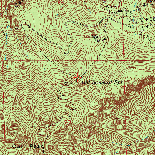 Topographic Map of Oak Grove Spring, AZ