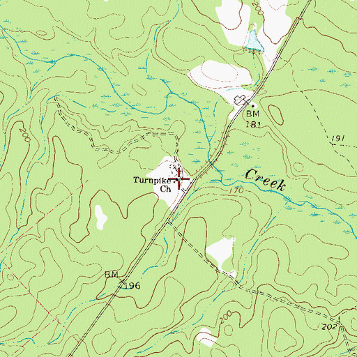 Topographic Map of Turnpike Church, GA