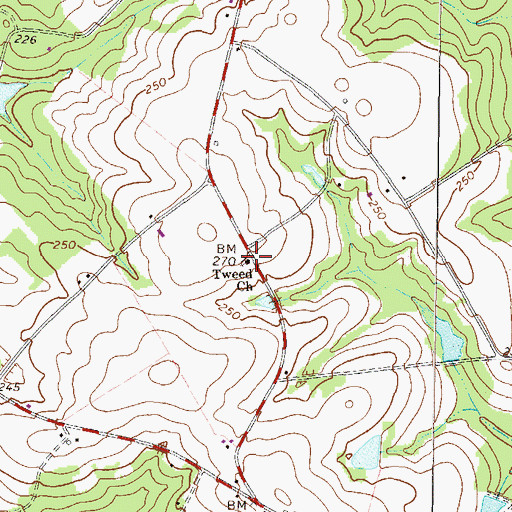 Topographic Map of Tweed Church, GA
