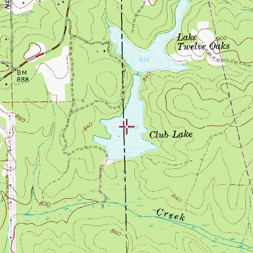 Topographic Map of Lake Twelve Oaks, GA