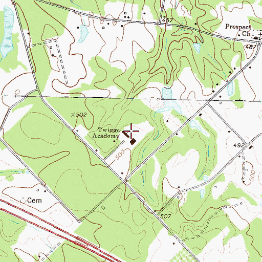 Topographic Map of Twiggs Academy, GA