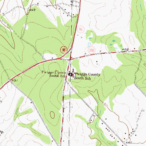 Topographic Map of Twiggs County South School, GA