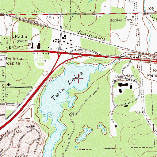 Topographic Map of Twin Lakes, GA
