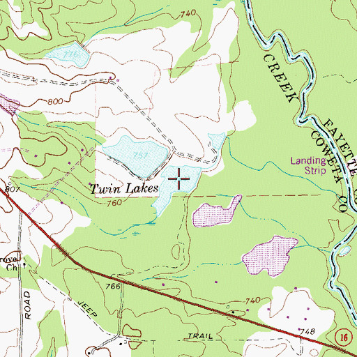 Topographic Map of Twin Lakes, GA