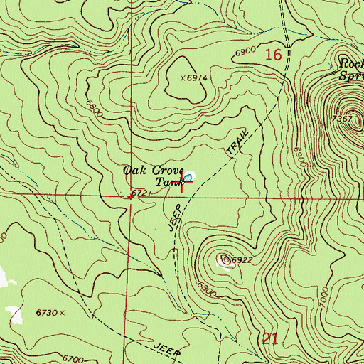 Topographic Map of Oak Grove Tank, AZ