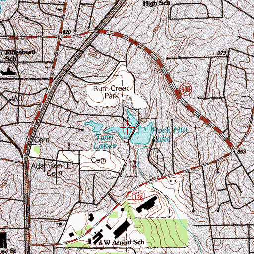 Topographic Map of Twin Lakes, GA