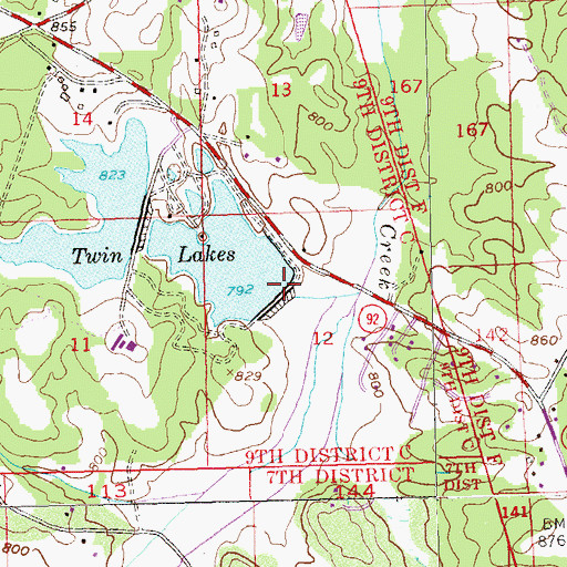 Topographic Map of Twin Lakes, GA