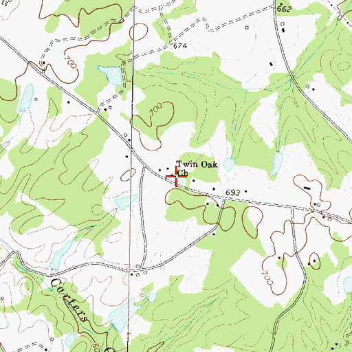 Topographic Map of Twin Oak Church, GA