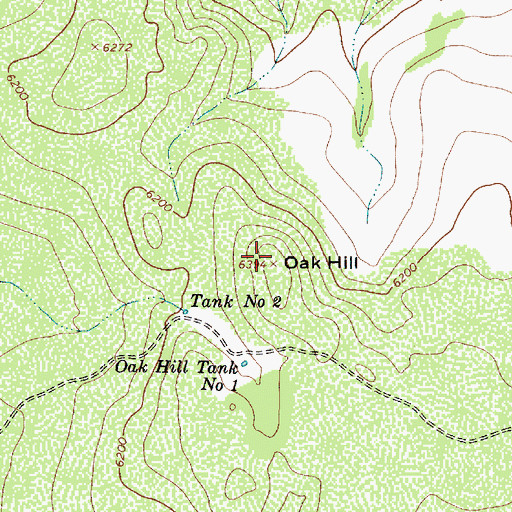 Topographic Map of Oak Hill, AZ