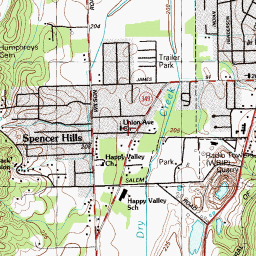 Topographic Map of Union Avenue Church, GA