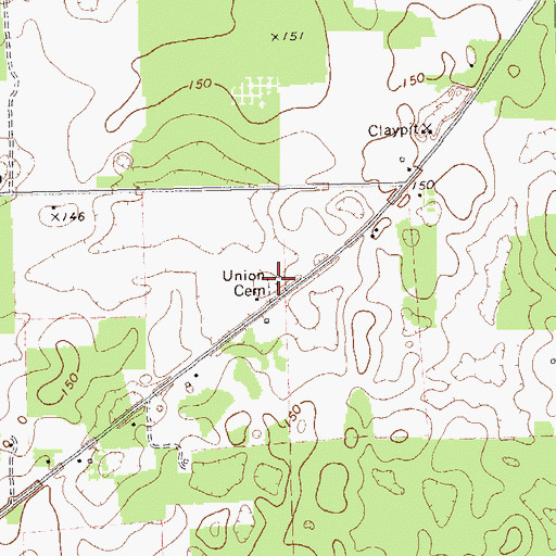 Topographic Map of Union Cemetery, GA