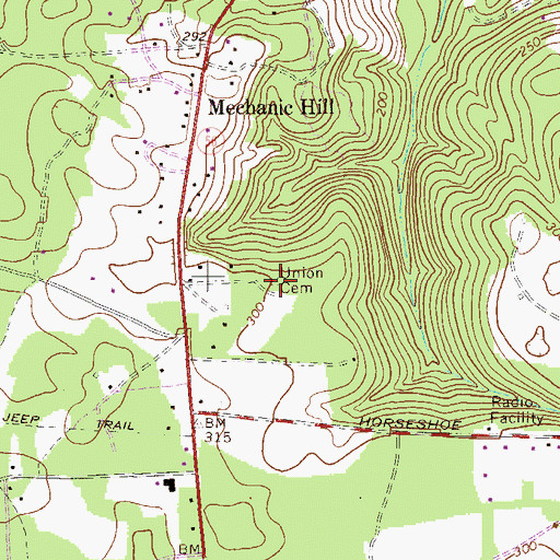 Topographic Map of Union Cemetery, GA