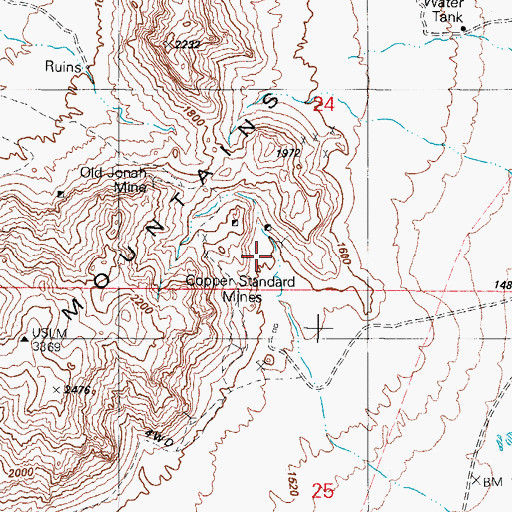 Topographic Map of Copper Standard Mine, AZ