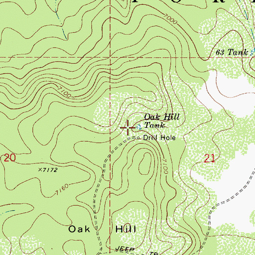 Topographic Map of Oak Hill Tank, AZ