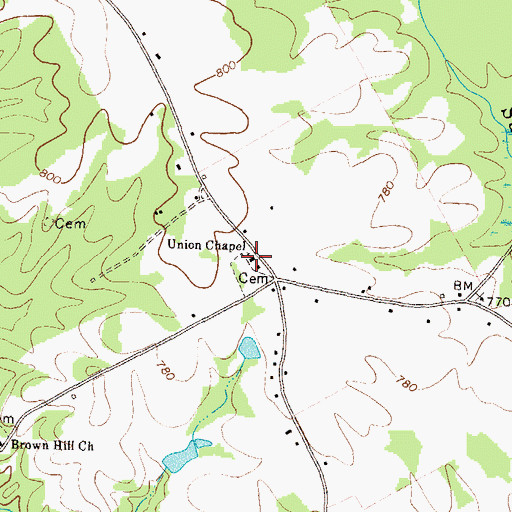 Topographic Map of Union Chapel, GA