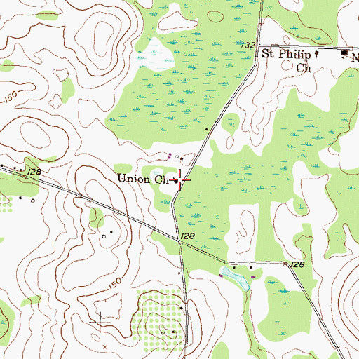 Topographic Map of Union Church, GA