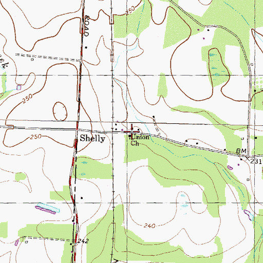Topographic Map of Union Church, GA