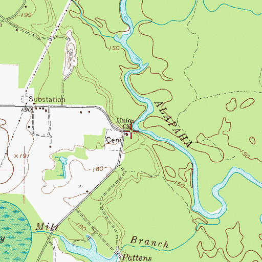 Topographic Map of Union Church, GA