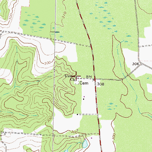 Topographic Map of Union Church, GA