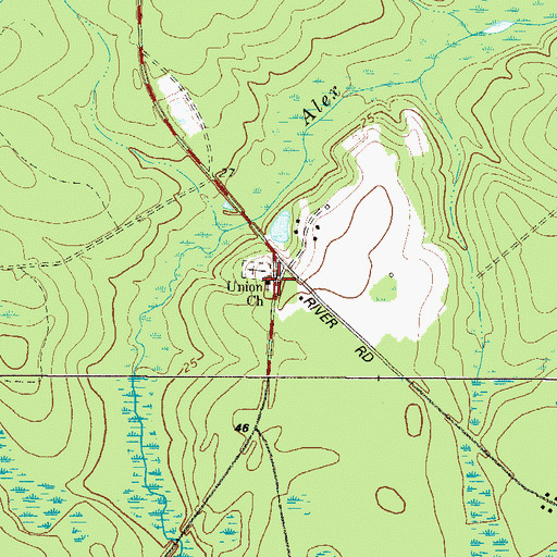 Topographic Map of Union Church, GA