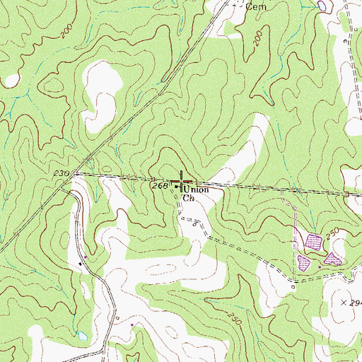 Topographic Map of Union Church, GA