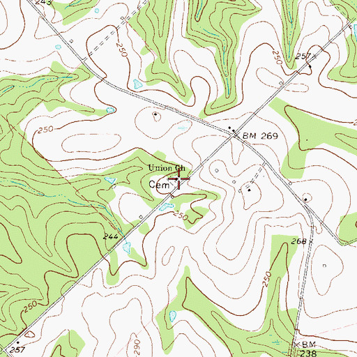 Topographic Map of Union Church, GA
