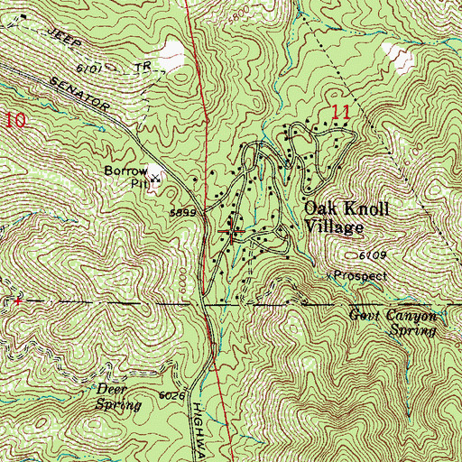 Topographic Map of Oak Knoll Village, AZ