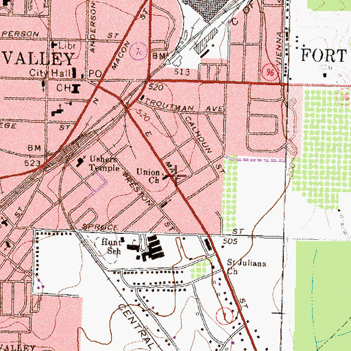 Topographic Map of Union Church, GA