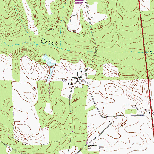 Topographic Map of Union Church, GA
