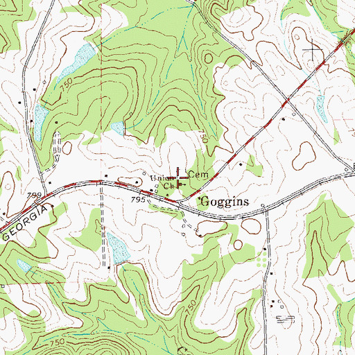 Topographic Map of Union Church, GA