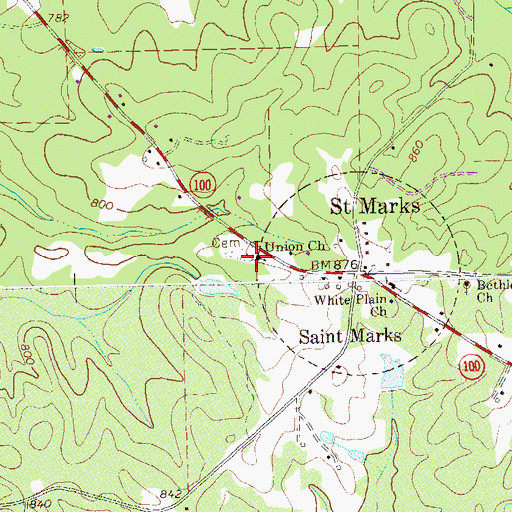 Topographic Map of Union Church, GA