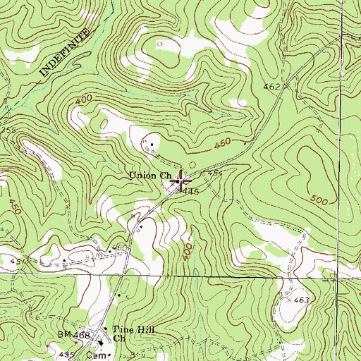 Topographic Map of Union Church, GA