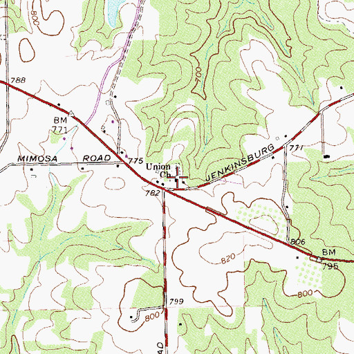 Topographic Map of Union Church, GA